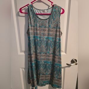 Simple Fun Teal and White Paisley Sundress